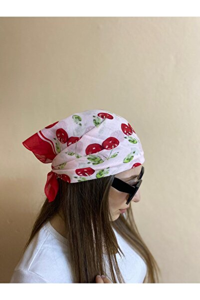 sema aksesuar Cherry Patterned Bandana - Summer Hair Accessory - Scarf - Gift