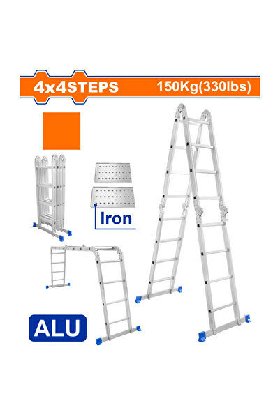 WADFOW 4x4 Multi-Purpose Aluminum Ladder (16 Steps) — WLD7H44