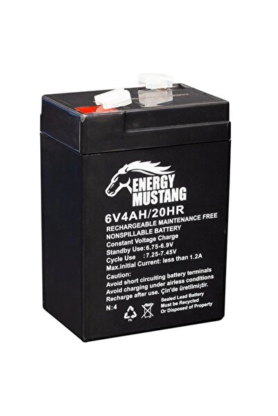 Mustang Energy Mustang 6 Volt 4 Amper Kuru Işıldak Aküsü (70x48x101 Mm)