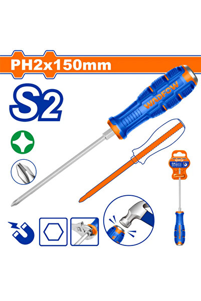 WADFOW مفك يد ربل طرق مربع PH2 × 150مم (6") – WQJ2226