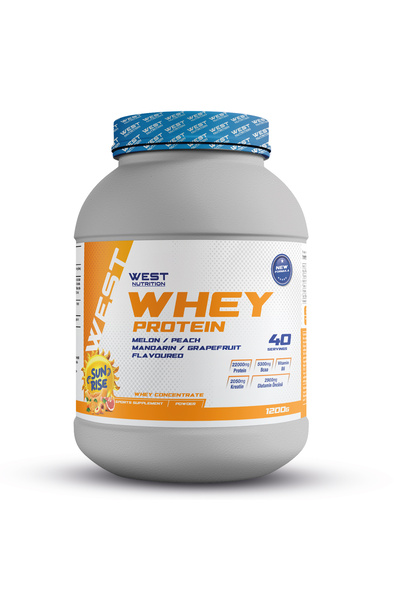 West Nutrition Whey Protein Powder 1200 Gr 40 Servings Sunrise Melon Tangerine Grapefruit