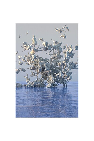 OEM Self-Adhesive PVC Wallpaper, Abstract 3D Falling People Design, 250x400 cm