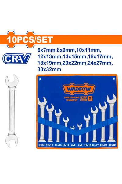 WADFOW 10-Piece Open-End Wrench Set (6–32mm) – WDS2M10