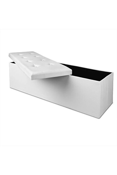 Deuba 2-seater bench with storage space, 100 L, Foldable lid, White, 80 x 40 x 40 cm