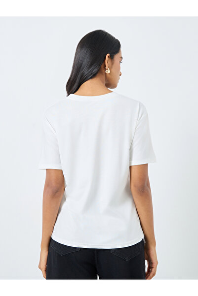 Take Two By Styli Feather Embroidered Regular Fit T-Shirt