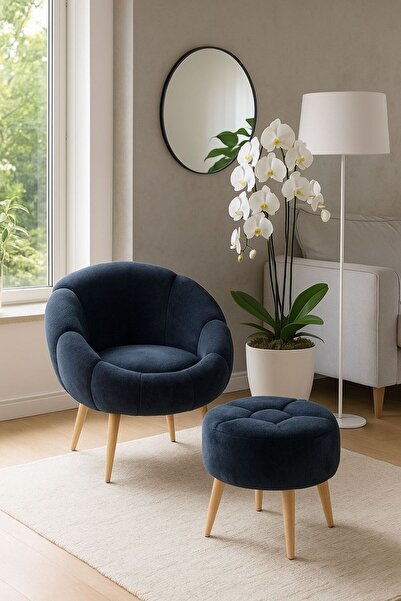 KOKİ DESİGN LİDA Tekli Koltuk Berjer Wellsoft Antrasit (SALON,BALKON,OFİS)PAPATYA PUF HEDİYELİ