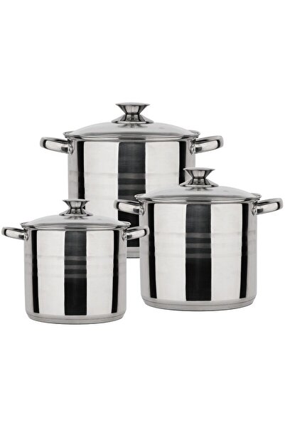 Blaumann For Your Home Set 3 stainless steel pots with thermal-resistant glass lids
