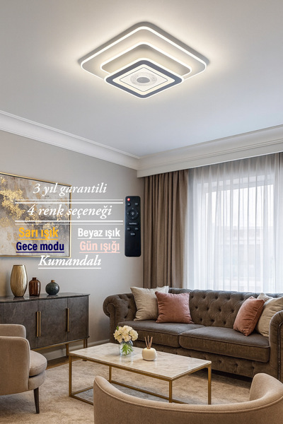 Lucent Avize Lucent Plafonyer Modern Kare Katmanlı Ledli Avize