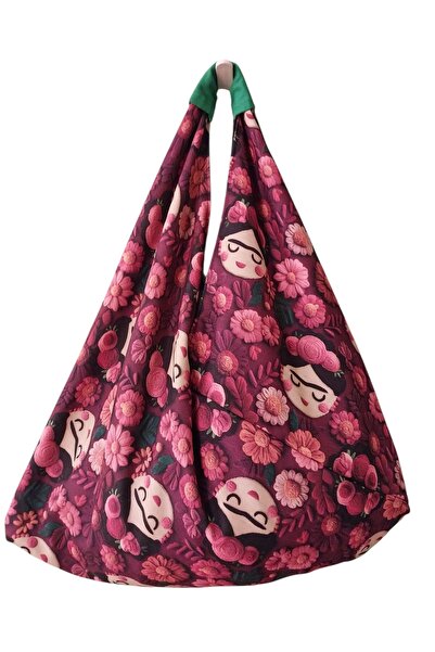 handedizayn Frida Kahlo desenli Origami Model Kadın Kol Çantası( Xxl Beden)
