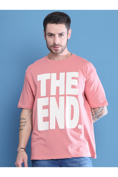 Door74 By Styli Men Pink Graphic Print Oversized T-Shirt
