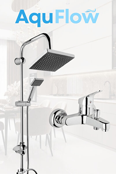AquFlow Banyo Musluğu Çeşmesi Bataryası Ve Krom Robot Duş Sistemi Set Takım