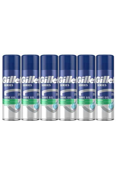 Gillette Series Shaving Gel with Aloe Sensitive Skin 200ml (Pack of 6)