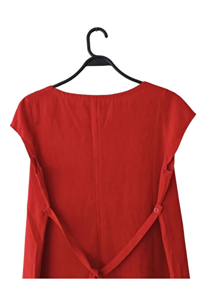 Namaste Vintage Red Round Neck Blouse with Belt