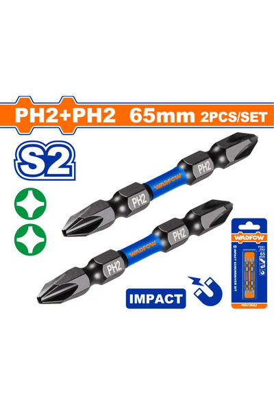 WADFOW طقم رؤوس دريل PH2×PH2 مربع ثقيل 65 مم – WSV3K62