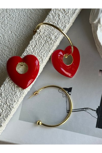 Rossetto Atelier Imported Red Heart Hoop Earrings