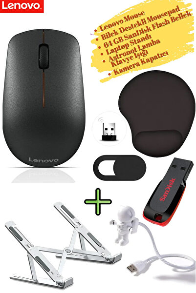 LENOVO Mouse Kablosuz GY50R91293 Kamera Kapatıcı Laptop Standı, Mousepad, Klavye Lambası 64 GB Flash Bellek