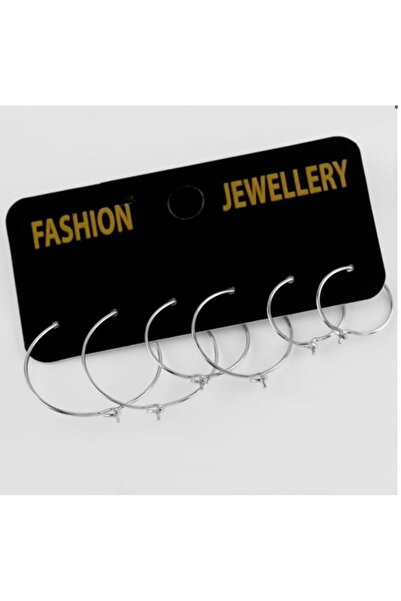 Evalia Takı Kadın Gümüş 6'Lı Halka Küpe Seti