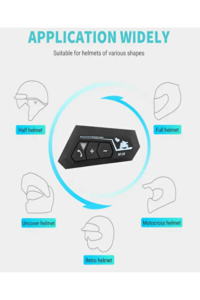 Moxti BT-22 Kask Kulaklık Bt22 Bluetooth Motosiklet Kulaklık 5.0 Bluetooth Intercom Motosiklet Kulaklık