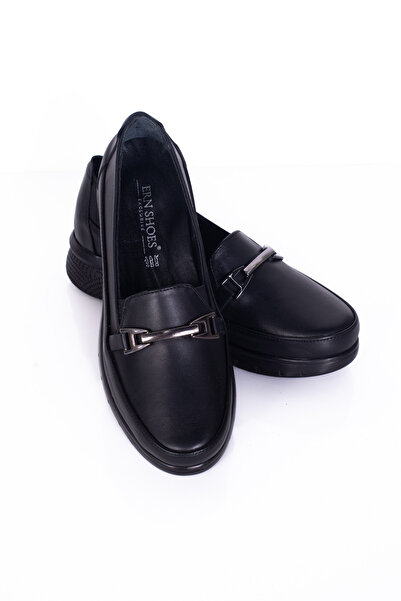 ERN SHOES Women's Full Orthopedic Inside and Outside Genuine Leather Accessory Filled Heel Lightweight Shoes 2274