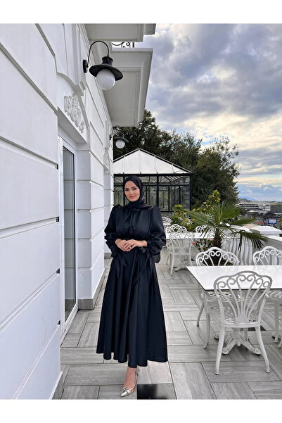 Suedcollection DM LİFE Saten Abiye Siyah