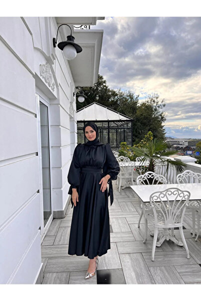 Suedcollection DM LİFE Saten Abiye Siyah