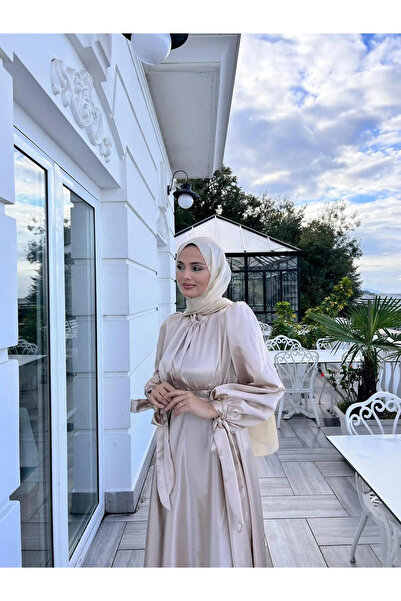 Suedcollection DM LİFE Saten Abiye Gold