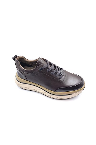 MARCOMEN Γνήσιο δερμάτινο ανδρικό παπούτσι με ψηλή σόλα σε καφέ χρώμα, κομψό και άνετο αθλητικό παπούτσι