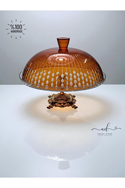 AKDEN STORE Kristal Dekor Kapaklı Kek Fanusu - Pasta - Kurabiye - Sunumluk Me...