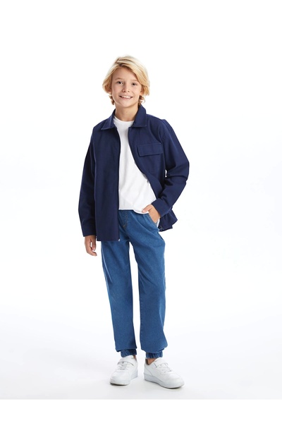 LC Waikiki Lcw Kids Navy Blue Comfortable Fit Boys Shirt Jacket