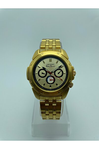 Orient Erkek Dual Time Quartz Kol Saati | Şampanya Çizgili Kadran Paslanmaz Çelik Bilezik | 2 Yıl Garantili