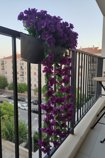 LUZAB Plastik Balkon Saksıda Taş Yosunlu Begonvil Çiçek Menekşe Sarmaşık Çiçe...