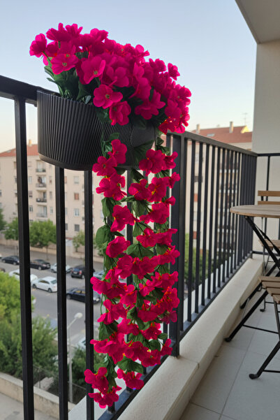 LUZAB Plastik Balkon Saksıda Taş Yosunlu Begonvil Çiçek Menekşe Sarmaşık Çiçeği Sarkan Cafe Fuşya