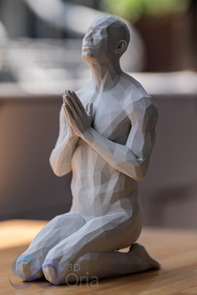 3DOria Yoga Yapan Adam Heykel & Art Biblo & Huzur Ve Sakinliğin Simgesi 14cm