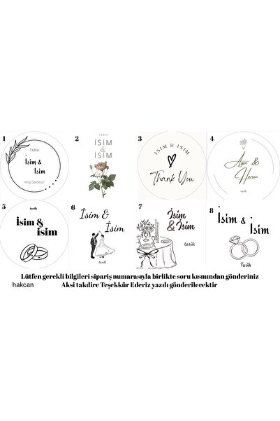 HakCan Nişan Düğün Kına Nikah için sticker etiket (çikolata için uygundur) 3....