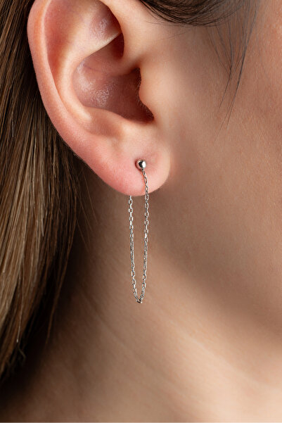 SAKLI TAKI 925 Ayar Gümüş Zincir Küpe