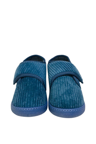 KU&PA SHOES PAS ÇİZGİLİ KADİFE SICAK ASTARLI ÇOCUK PANDUF INDIGO - 1007 - 26