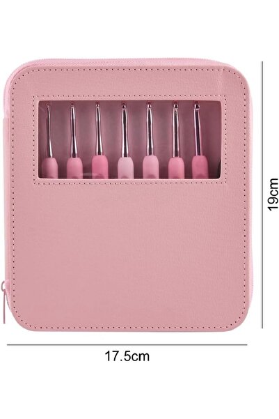 BALIM ÖRGÜ EVİ Cüzdanlı Pembe Silikon Tığ Seti 8 tıg 2,5 mm,3,0 mm,3,5 mm,4,0...