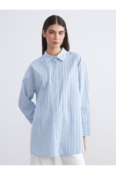 LC Waikiki New Season Striped Oversize Poplin Women's Shirt Tunic