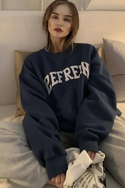 FECCY Pamuklu REFRESH Baskılı Kapüşonlu Sweatshir