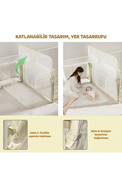 Hoffie 3in1 Folding Baby Safety Barrier, Bed Top Baby Cradle, Protective Sleeping Together, Open and Close