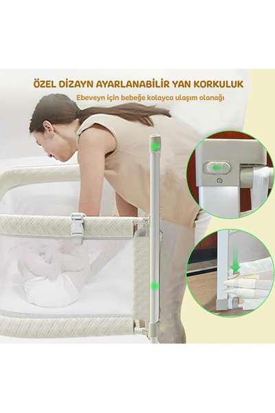 Hoffie 3in1 Folding Baby Safety Barrier, Bed Top Baby Cradle, Protective Sleeping Together, Open and Close