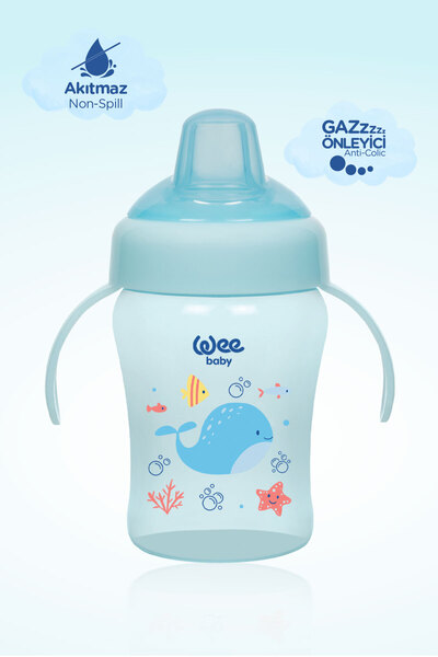 Wee Baby Colorful Akıtmaz Kulplu Antikolik Bardak 240 ml Mavi