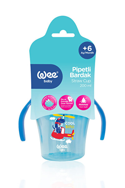 Wee Baby Glass with Straw 200 ml Blue