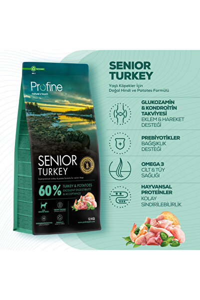 Profine Senior Glutensiz Hindili Yaşlı Köpek Maması 12 Kg