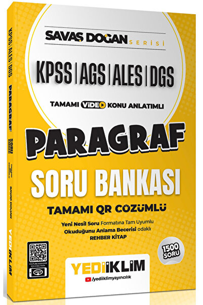 Yediiklim Yayınları KPSS ALES DGS Savaş Doğan Serisi Paragraf Tamamı Video Ko...