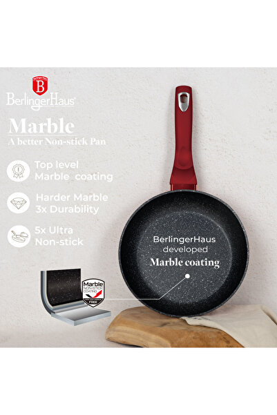 Berlinger Haus Főzőedény készlet 3 db edény serpenyő fedele 24 cm bordó fémes vonal