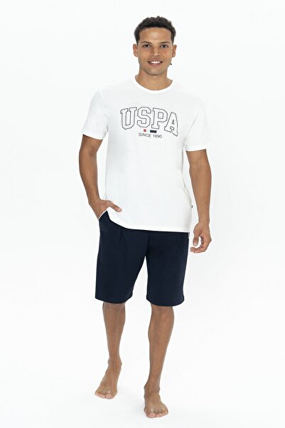 U.S. Polo Assn. Pijama Barbat Tricou Ecru Si Pantaloni Scurti