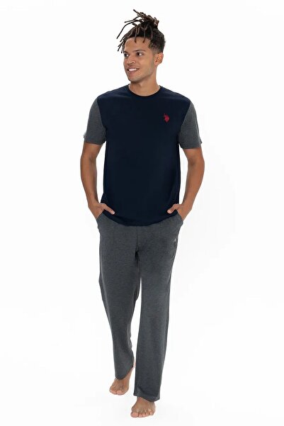 U.S. Polo Assn. Pijama Barbat Set Tricou Bleumarin Si Pantaloni Lungi