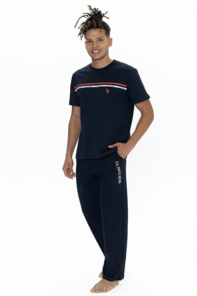 U.S. Polo Assn. Pijama Barbat Set Tricou Gri Si Pantaloni Scurti