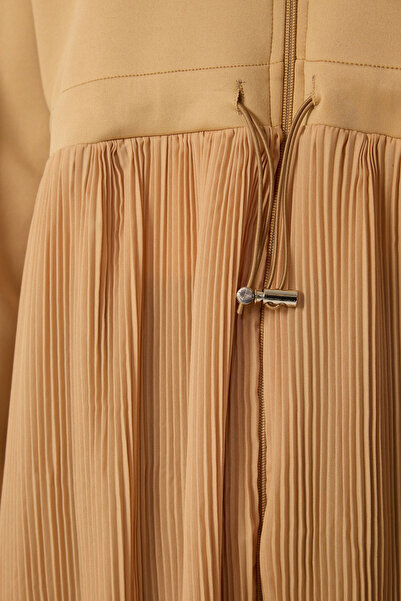 Trendyol Modest Μπεζ Scuba Tunic - Υφαντό με πλισέ φούστα και φερμουάρ TCTSS24UK00035